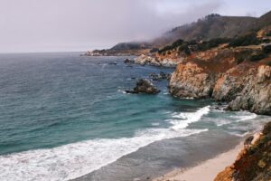 a view of the ocean from a cliff